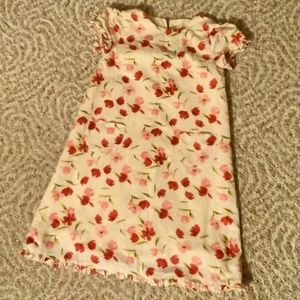 Linen Floral Print Dress Girls fully lined sz 7